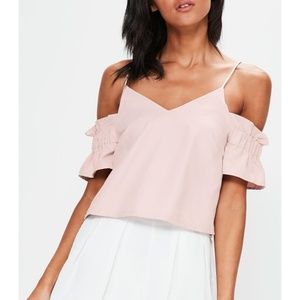 Brushed Cotton Cold Shoulder Top - Lilac